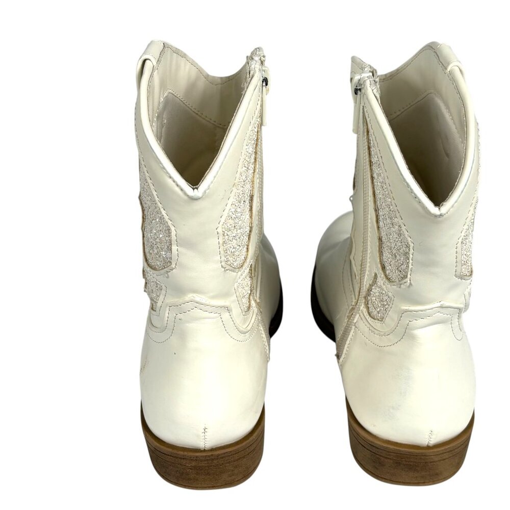 Madden Girls White Cowgirl Boots Sz 5 Western Rodeo Groovy Fun Festive Boho Glam - Picture 3 of 13